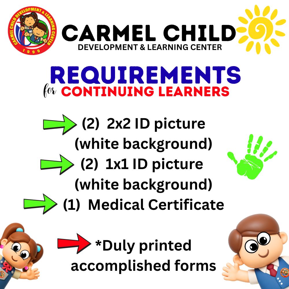Requirements for Continuing Learners - Carmel Child Development & Learning Center