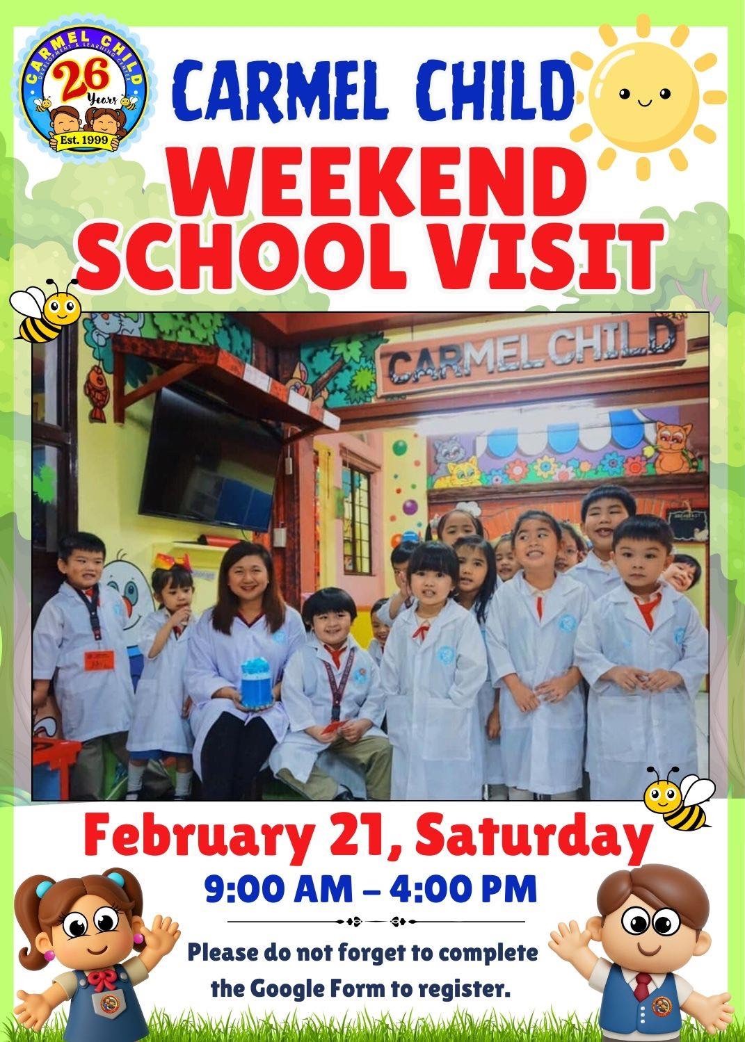 Carmel Child Weekend School Visit - February 21, 9:00 AM - 4:00 PM