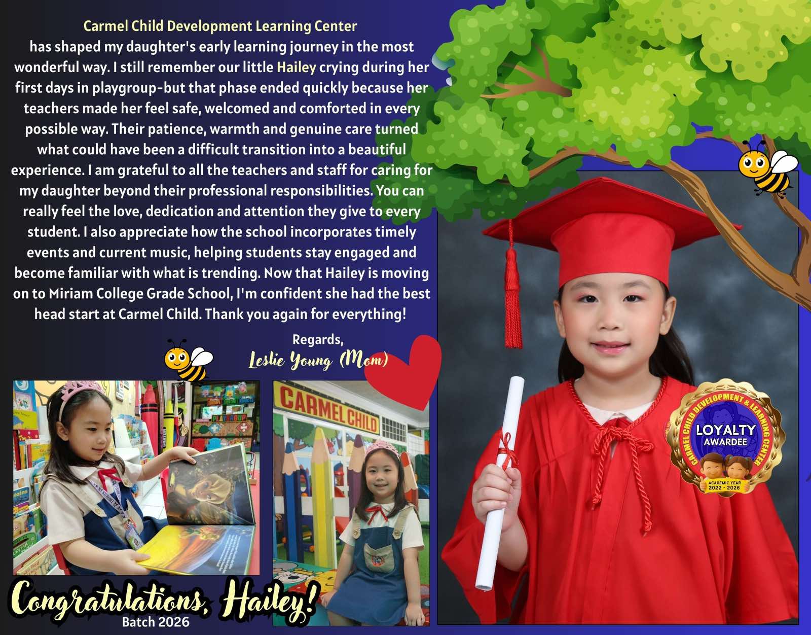 Highlight 24 - Carmel Child testimonial or achievement