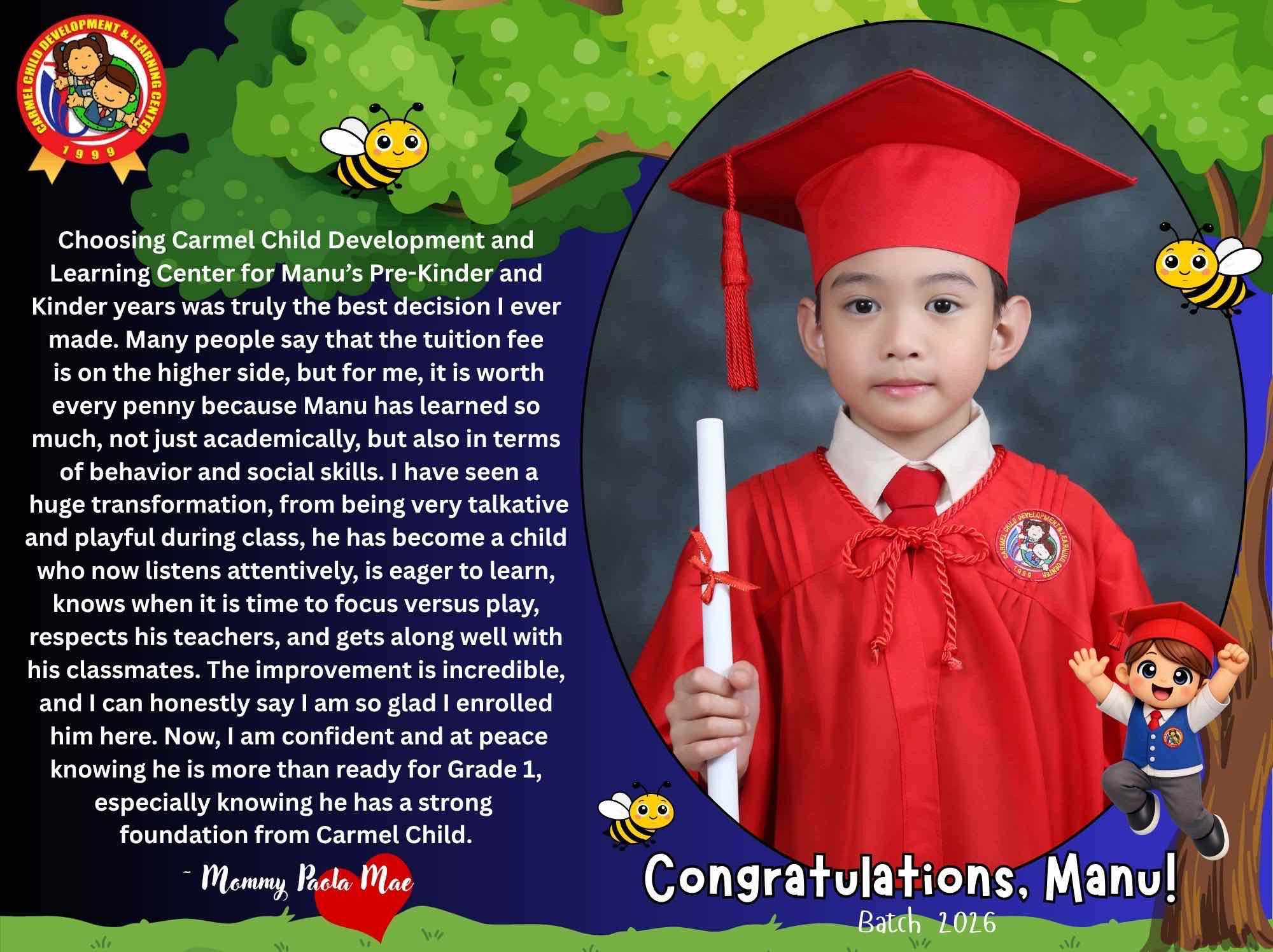 Highlight 25 - Carmel Child testimonial or achievement