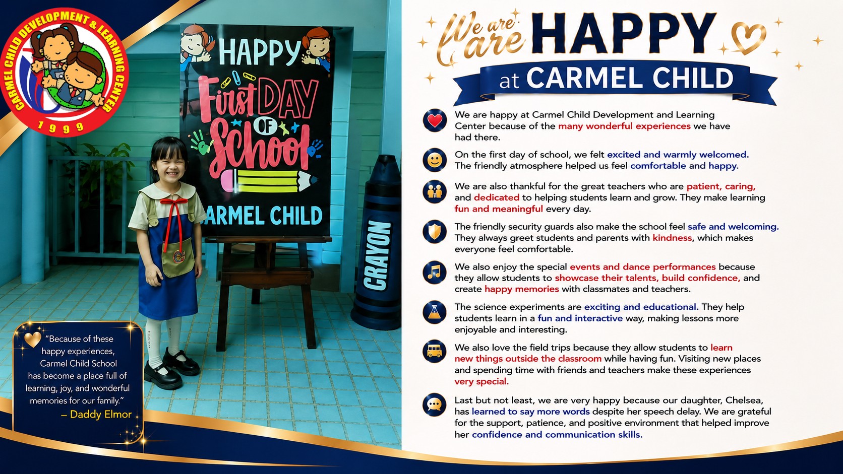 Highlight 27 - Carmel Child testimonial or achievement
