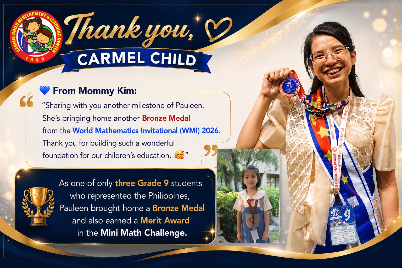 Highlight 28 - Carmel Child testimonial or achievement