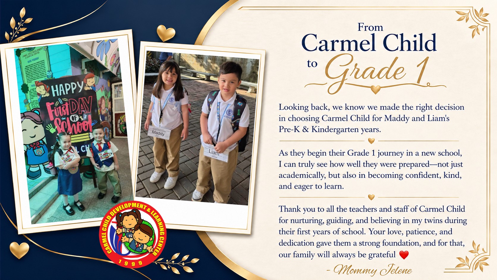 Highlight 29 - Carmel Child testimonial or achievement