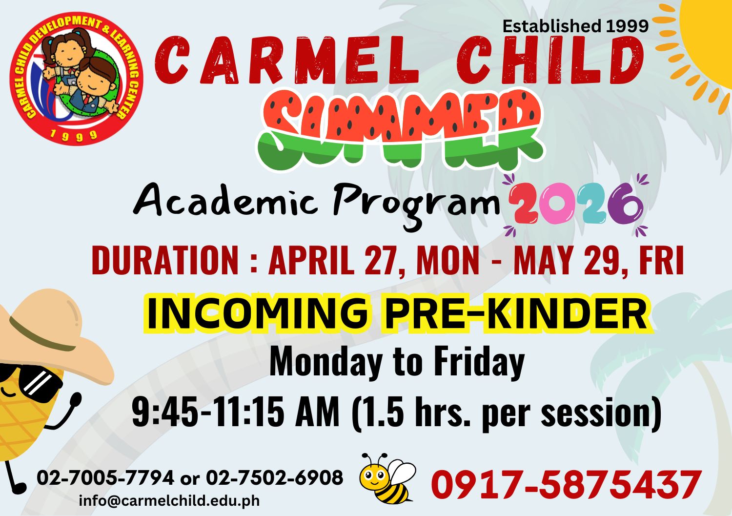 Summer Academic Program 2026 - Incoming Pre-Kindergarten - Carmel Child Development & Learning Center